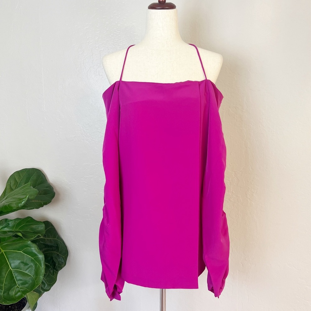 •ARCHIVIO• Magenta Off-the-Shoulder Long Scrunch Sleeve Tunic Size IT 38 US 2